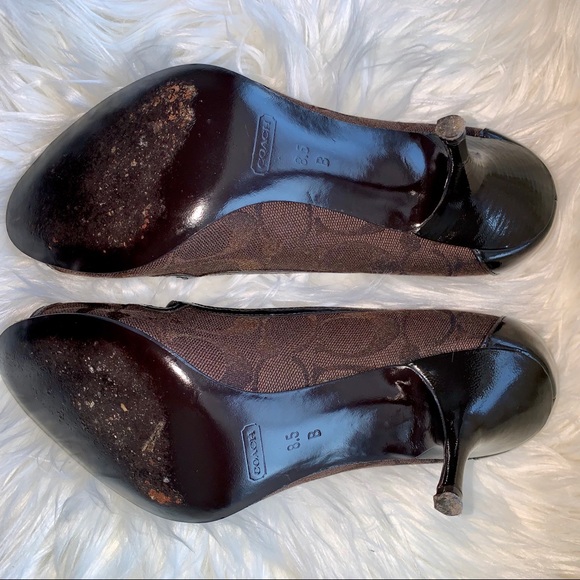 COACH Peep Toe Pump Jacquard Print/leather 8.5 - Picture 4 of 8